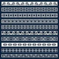 Ethnic boho style borders pattern set vector
