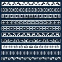 Ethnic boho style borders pattern set vector