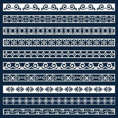 Ethnic boho style borders pattern set