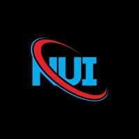 logotipo nui. carta nui. diseño del logotipo de la letra nui. logotipo de iniciales nui vinculado con círculo y logotipo de monograma en mayúsculas. tipografía nui para tecnología, negocios y marca inmobiliaria. vector