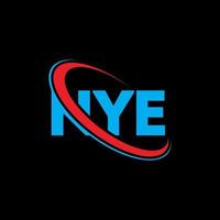 logotipo de ny. nye carta. diseño del logotipo de la letra nye. logotipo de iniciales nye vinculado con círculo y logotipo de monograma en mayúsculas. tipografía nye para tecnología, negocios y marca inmobiliaria. vector