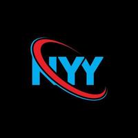 logotipo de nyy. nyy carta. diseño del logotipo de la letra nyy. logotipo de las iniciales nyy vinculado con el círculo y el logotipo del monograma en mayúsculas. tipografía nyy para tecnología, negocios y marca inmobiliaria. vector