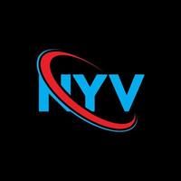 logotipo de nueva york. carta de nueva york. diseño del logotipo de la letra nyv. logotipo de las iniciales nyv vinculado con un círculo y un logotipo de monograma en mayúsculas. tipografía nyv para tecnología, negocios y marca inmobiliaria. vector