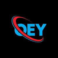 logotipo de ey. Oye carta. diseño del logotipo de la letra oey. logotipo de iniciales oey vinculado con círculo y logotipo de monograma en mayúsculas. oey tipografía para tecnología, negocios y marca inmobiliaria. vector