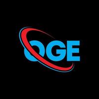 OGE logo. OGE letter. OGE letter logo design. Initials OGE logo linked with circle and uppercase monogram logo. OGE typography for technology, business and real estate brand. vector
