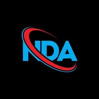 NDA logo. NDA letter. NDA letter logo design. Initials NDA logo linked with circle and uppercase monogram logo. NDA typography for technology, business and real estate brand. vector