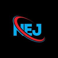 NEJ logo. NEJ letter. NEJ letter logo design. Initials NEJ logo linked with circle and uppercase monogram logo. NEJ typography for technology, business and real estate brand. vector