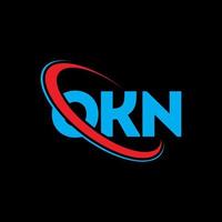 bien logotipo. carta bien. diseño de logotipo de letra okn. logotipo de las iniciales okn vinculado con un círculo y un logotipo de monograma en mayúsculas. tipografía okn para tecnología, negocios y marca inmobiliaria. vector