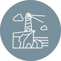 Lighthouse Landscape Line Circle Background Icon vector