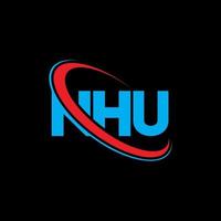 NHU logo. NHU letter. NHU letter logo design. Initials NHU logo linked with circle and uppercase monogram logo. NHU typography for technology, business and real estate brand. vector