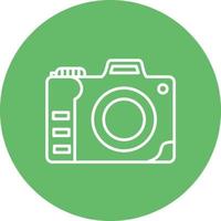 icono de fondo de círculo de línea de cámara dslr vector