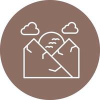 Sunset Landscape Line Circle Background Icon vector