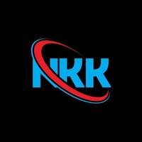 logotipo de nkk. letra nkk. diseño del logotipo de la letra nkk. logotipo de las iniciales nkk vinculado con un círculo y un logotipo de monograma en mayúsculas. Tipografía nkk para tecnología, negocios y marca inmobiliaria. vector