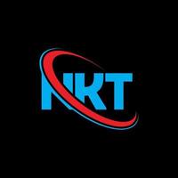 logotipo de nkt. carta nkt. diseño del logotipo de la letra nkt. logotipo de iniciales nkt vinculado con un círculo y un logotipo de monograma en mayúsculas. tipografía nkt para tecnología, negocios y marca inmobiliaria. vector