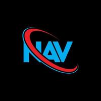 NAV logo. NAV letter. NAV letter logo design. Initials NAV logo linked with circle and uppercase monogram logo. NAV typography for technology, business and real estate brand. vector