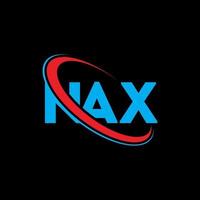 NAX logo. NAX letter. NAX letter logo design. Initials NAX logo linked with circle and uppercase monogram logo. NAX typography for technology, business and real estate brand. vector
