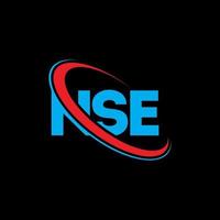 logotipo de nse. letra nse. diseño de logotipo de letra nse. logotipo de iniciales nse vinculado con círculo y logotipo de monograma en mayúsculas. Tipografía nse para tecnología, negocios y marca inmobiliaria. vector