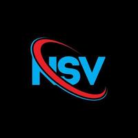 logotipo de nsv. carta nsv. diseño del logotipo de la letra nsv. logotipo de iniciales nsv vinculado con círculo y logotipo de monograma en mayúsculas. tipografía nsv para tecnología, negocios y marca inmobiliaria. vector