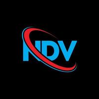 logotipo de ndv. carta ndv. diseño del logotipo de la letra ndv. logotipo de iniciales ndv vinculado con círculo y logotipo de monograma en mayúsculas. tipografía ndv para tecnología, negocios y marca inmobiliaria. vector