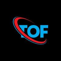 logotipo de tof. carta tof. diseño de logotipo de letra tof. logotipo de iniciales tof vinculado con círculo y logotipo de monograma en mayúsculas. tipografía tof para tecnología, negocios y marca inmobiliaria. vector