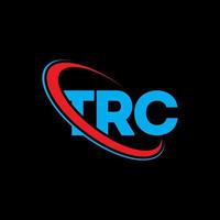 logotipo de la trc. letra trc. diseño del logotipo de la letra trc. logotipo de iniciales trc vinculado con círculo y logotipo de monograma en mayúsculas. tipografía trc para tecnología, negocios y marca inmobiliaria. vector