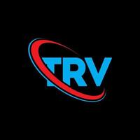 logotipo de trv. letra trv. diseño del logotipo de la letra trv. logotipo de iniciales trv vinculado con círculo y logotipo de monograma en mayúsculas. tipografía trv para tecnología, negocios y marca inmobiliaria. vector