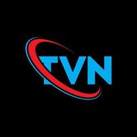 logotipo de tv carta tvn. diseño del logotipo de la letra tvn. logotipo de tvn iniciales vinculado con círculo y logotipo de monograma en mayúsculas. tipografía tvn para tecnología, negocios y marca inmobiliaria. vector