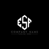 ESF letter logo design with polygon shape. ESF polygon and cube shape logo design. ESF hexagon vector logo template white and black colors. ESF monogram, business and real estate logo.