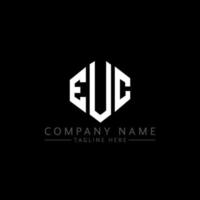 EUC letter logo design with polygon shape. EUC polygon and cube shape logo design. EUC hexagon vector logo template white and black colors. EUC monogram, business and real estate logo.