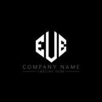 EUE letter logo design with polygon shape. EUE polygon and cube shape logo design. EUE hexagon vector logo template white and black colors. EUE monogram, business and real estate logo.