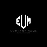 EUM letter logo design with polygon shape. EUM polygon and cube shape logo design. EUM hexagon vector logo template white and black colors. EUM monogram, business and real estate logo.