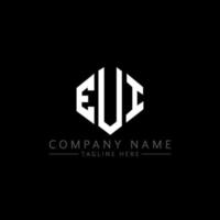 EUI letter logo design with polygon shape. EUI polygon and cube shape logo design. EUI hexagon vector logo template white and black colors. EUI monogram, business and real estate logo.