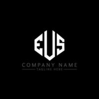 EUS letter logo design with polygon shape. EUS polygon and cube shape logo design. EUS hexagon vector logo template white and black colors. EUS monogram, business and real estate logo.