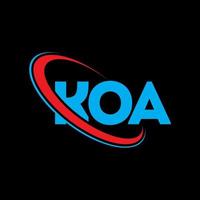 KOA logo. KOA letter. KOA letter logo design. Initials KOA logo linked with circle and uppercase monogram logo. KOA typography for technology, business and real estate brand. vector