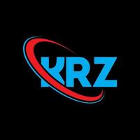 KRZ logo. KRZ letter. KRZ letter logo design. Initials KRZ logo linked with circle and uppercase monogram logo. KRZ typography for technology, business and real estate brand. vector