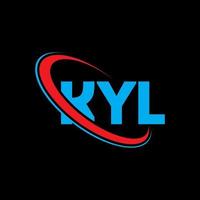 logotipo de kyl. letra kil. diseño del logotipo de la letra kyl. logotipo de las iniciales kyl vinculado con un círculo y un logotipo de monograma en mayúsculas. tipografía kyl para tecnología, negocios y marca inmobiliaria. vector