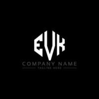 EVK letter logo design with polygon shape. EVK polygon and cube shape logo design. EVK hexagon vector logo template white and black colors. EVK monogram, business and real estate logo.