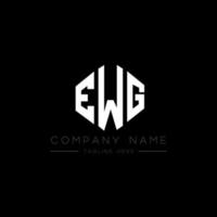 diseño de logotipo de letra ewg con forma de polígono. diseño de logotipo en forma de cubo y polígono ewg. plantilla de logotipo vectorial hexagonal ewg colores blanco y negro. monograma ewg, logotipo empresarial y inmobiliario. vector