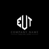 EUT letter logo design with polygon shape. EUT polygon and cube shape logo design. EUT hexagon vector logo template white and black colors. EUT monogram, business and real estate logo.