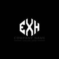 EXH letter logo design with polygon shape. EXH polygon and cube shape logo design. EXH hexagon vector logo template white and black colors. EXH monogram, business and real estate logo.