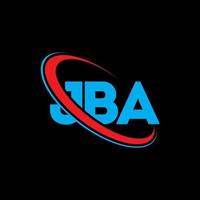 logotipo jba. carta jba. diseño del logotipo de la letra jba. logotipo de las iniciales jba vinculado con el círculo y el logotipo del monograma en mayúsculas. tipografía jba para tecnología, negocios y marca inmobiliaria. vector