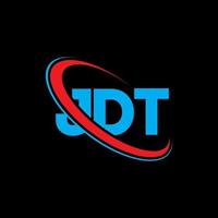 JDT logo. JDT letter. JDT letter logo design. Initials JDT logo linked with circle and uppercase monogram logo. JDT typography for technology, business and real estate brand. vector
