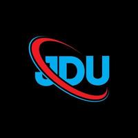logotipo de jdu. carta jdu. diseño del logotipo de la letra jdu. logotipo de las iniciales jdu vinculado con el círculo y el logotipo del monograma en mayúsculas. tipografía jdu para tecnología, negocios y marca inmobiliaria. vector