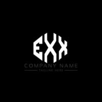 EXX letter logo design with polygon shape. EXX polygon and cube shape logo design. EXX hexagon vector logo template white and black colors. EXX monogram, business and real estate logo.