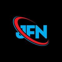 logotipo jfn. carta jfn. diseño del logotipo de la letra jfn. logotipo de las iniciales jfn vinculado con un círculo y un logotipo de monograma en mayúsculas. tipografía jfn para tecnología, negocios y marca inmobiliaria. vector