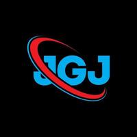 JGJ logo. JGJ letter. JGJ letter logo design. Initials JGJ logo linked with circle and uppercase monogram logo. JGJ typography for technology, business and real estate brand. vector