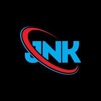 logotipo jnk. carta jnk. diseño del logotipo de la letra jnk. logotipo de jnk iniciales vinculado con el círculo y el logotipo del monograma en mayúsculas. tipografía jnk para tecnología, negocios y marca inmobiliaria. vector