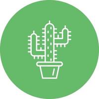 icono de fondo de círculo de línea de cactus vector