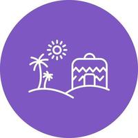 Desert House Line Circle Background Icon vector
