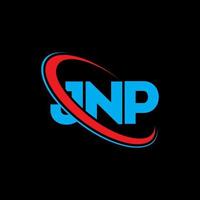 logotipo jnp. carta jnp. diseño del logotipo de la letra jnp. logotipo de jnp iniciales vinculado con círculo y logotipo de monograma en mayúsculas. tipografía jnp para tecnología, negocios y marca inmobiliaria. vector